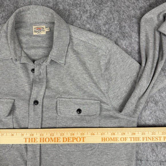 Faherty Legend Sweater Shirt Men Medium Stretch Minimal Button Up Heather Gray - Picture 4 of 9